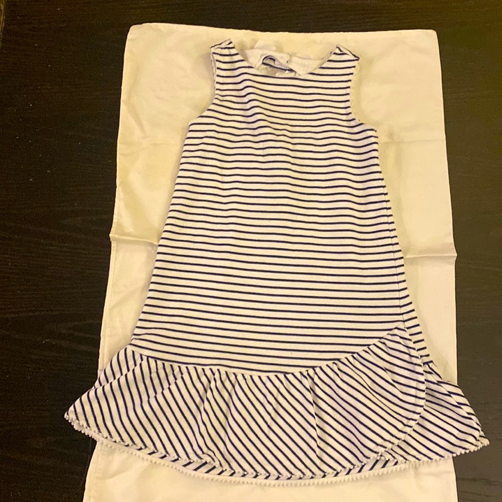 Janie and Jack almost new navy blue and white striped dress size 10